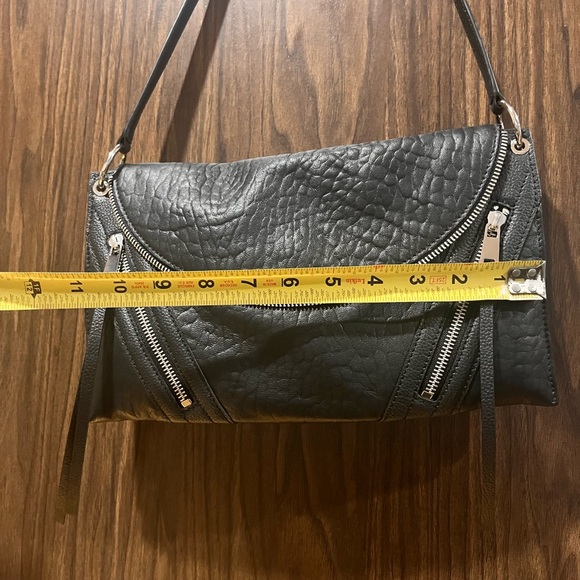 Vince Camuto - Black Pebbled Leather Purse with Silver Hardware and Zippers - Picture 6 of 9